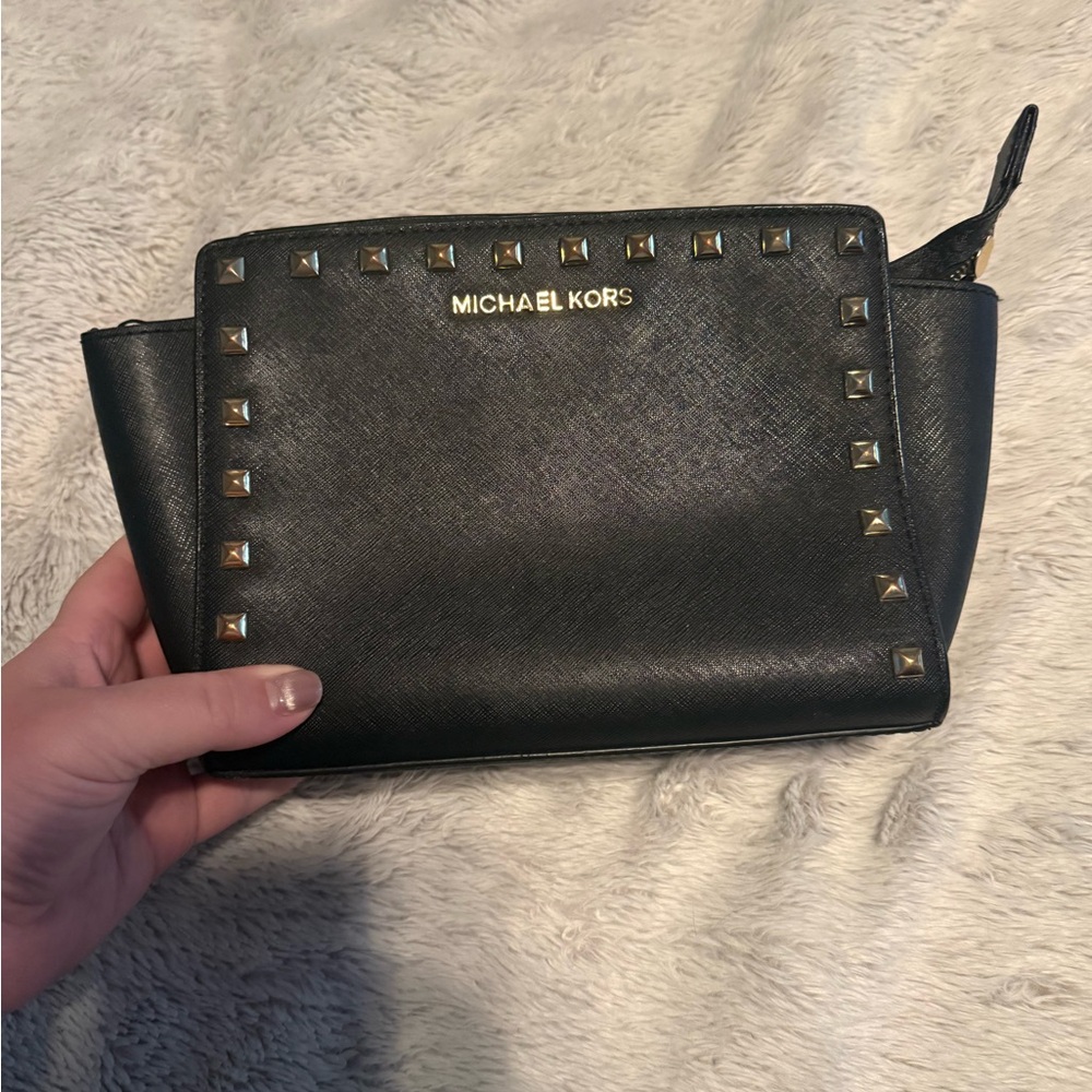 Michael Kors Black Studded Selma Crossbody
